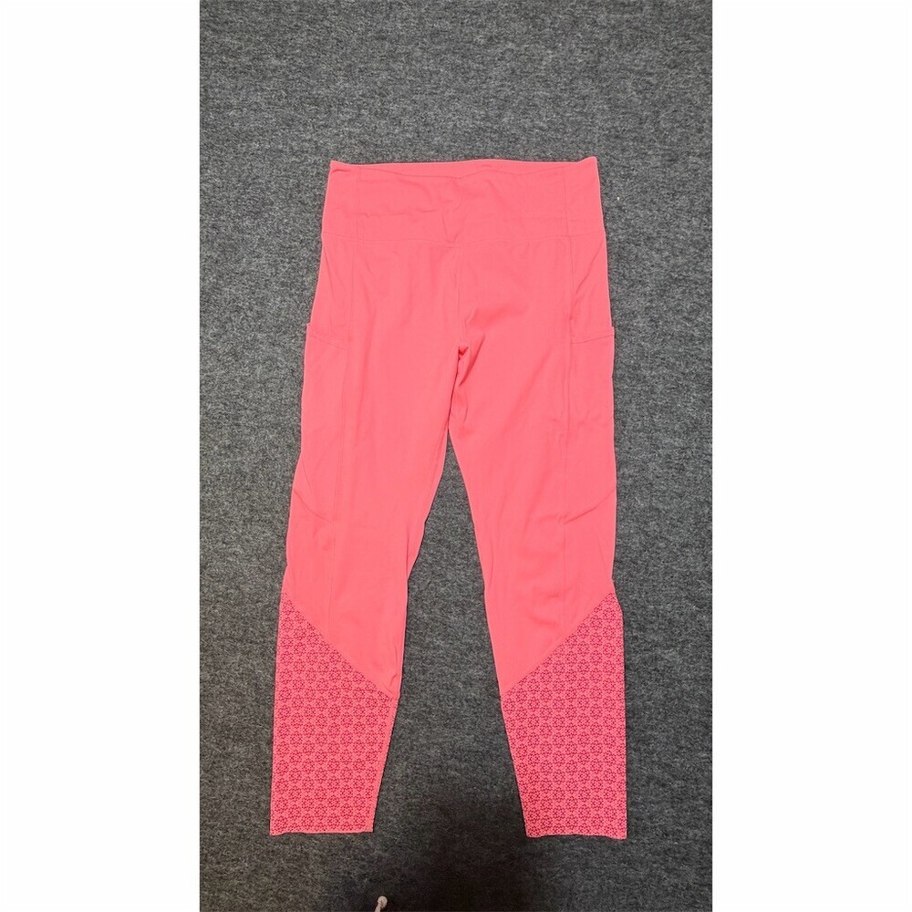 ZYIA Active Leggings Womens Size 12 Coral Pink High Rise Pocket 7/8 Ankle